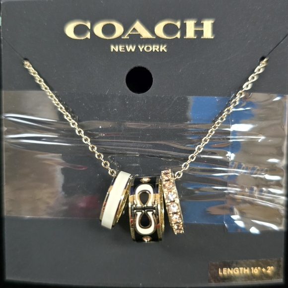 Coach Gold and Black Charm Necklace